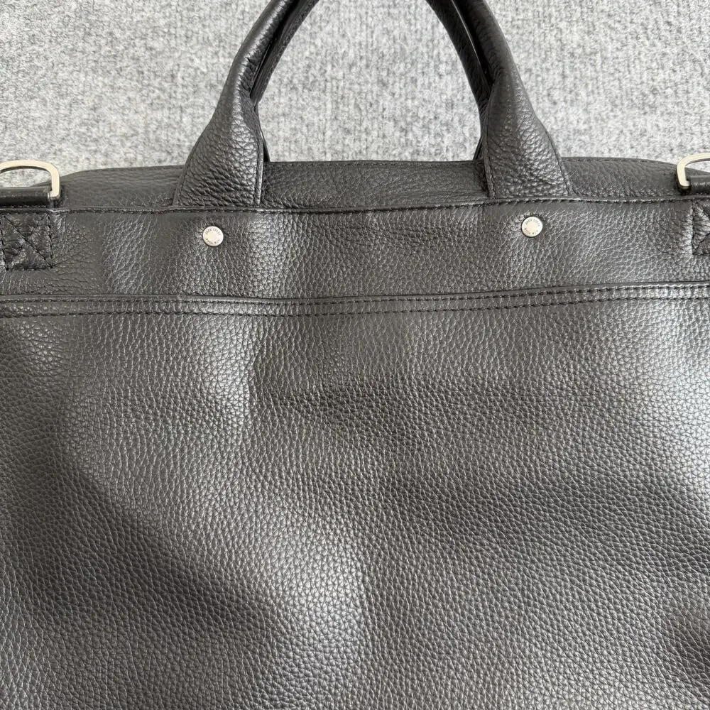 Jack Spade Briefcase Bag Mens Black Leather Laptop Work Office Travel Business
